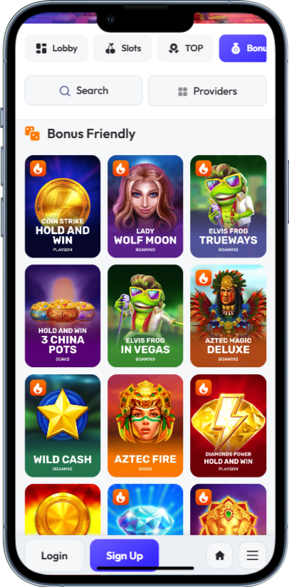 Giochi bonus sull'app mobile di Spinrise Casino